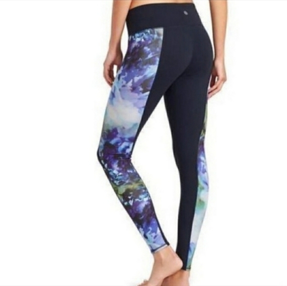 Athleta Pants - Athleta high rise bloom chaturanga full length legging Size S dark blue floral